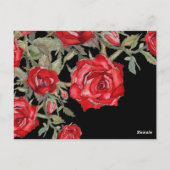 Rote Rose Wasserfarbe Minimalistisches Menü Postkarte (Rückseite)