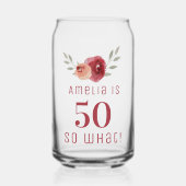 Rote Rose Wasserfarbe Positive Blüte 50. Geburtsta Dosenglas (Vorderseite)