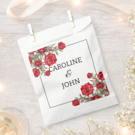 Rote Rose Wasserfarbenblütenhochzeit Geschenktütchen