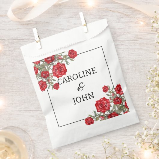 Rote Rose Wasserfarbenblütenhochzeit Geschenktütchen (Ausgeschnitten)