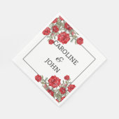 Rote Rose Wasserfarbenblütenhochzeit Serviette (Ecke)