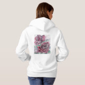 Rote Rose Wasserfarbene Blume Blumenbemalung Hoodie (Schwarz voll)