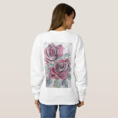 Rote Rose Wasserfarbene Blume Blumenbemalung Sweatshirt (Schwarz voll)