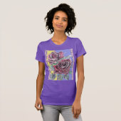 Rote Rose Wasserfarbene Blume Blumenbemalung T-Shirt (Vorne ganz)