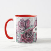 Rote Rose Wasserfarbene Blume Blumenbemalung Tasse (Links)