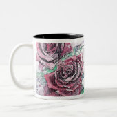 Rote Rose Wasserfarbene Blume Blumenbemalung Zweifarbige Tasse (Links)