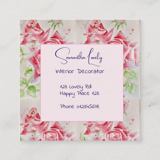 Rote Rose Wasserfarbene Rose Begleitkarte (Vorderseite)