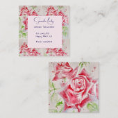 Rote Rose Wasserfarbene Rose Begleitkarte (Vorne/Hinten)