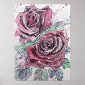 Rote Rose Wasserfarbene Rose Poster (Vorne)