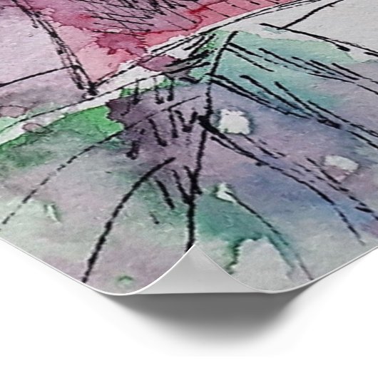 Rote Rose Wasserfarbene Rose Poster (Ecke)