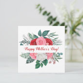Rote Rose Wasserfarbener Muttertag Karte (Stehend Vorderseite)