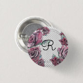 Rote Rose Wasserfarbpunkt Frauen Anfängliches Abze Button (Vorne & Hinten)