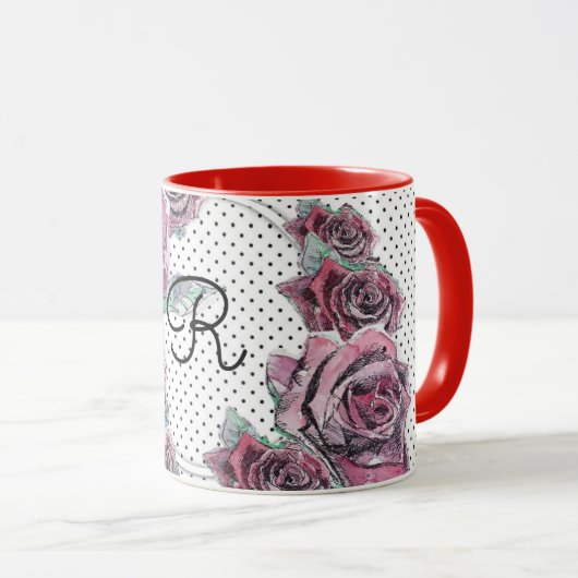 Rote Rose Wasserfarbpunkt Frauen Erste Tasse (VorderseiteRechts)