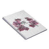 Rote Rose Watercolor dot Womans Initial Notebook Notizblock (Rechte Seite)