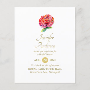 Rote Rose Watercolor Gold Brautparty