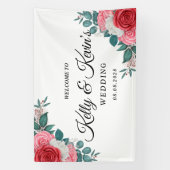 Rote Rose Watercolor Hochzeit Banner (Vertikal)