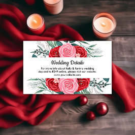 Rote Rose Watercolor Hochzeit Begleitkarte
