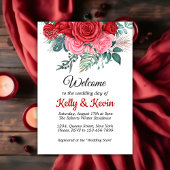 Rote Rose Watercolor Hochzeit Einladung