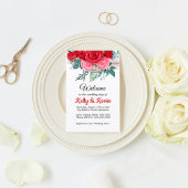 Rote Rose Watercolor Hochzeit Einladung