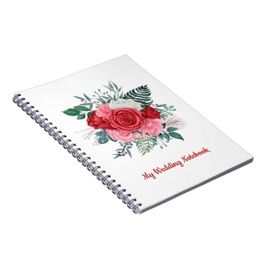 Rote Rose Watercolor Hochzeit Notizblock (Rechte Seite)