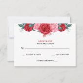 Rote Rose Watercolor Hochzeit RSVP Karte (Vorderseite)