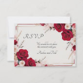 Rote Rose Watercolor Hochzeit RSVP Karte (Vorderseite)