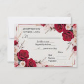 Rote Rose Watercolor Hochzeit RSVP Karte (Rückseite)