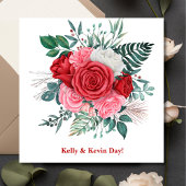 Rote Rose Watercolor Hochzeit Serviette