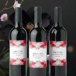 Rote Rose Watercolor Hochzeit Weinetikett