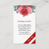 Rote Rose Watercolor Hochzeitdetails Begleitkarte (Vorderseite)