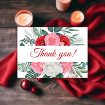 Rote Rose Watercolor Wedding Danke Karte