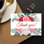 Rote Rose Watercolor Wedding Danke Karte