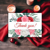 Rote Rose Watercolor Wedding Danke Karte