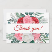 Rote Rose Watercolor Wedding Danke Karte (Vorderseite)