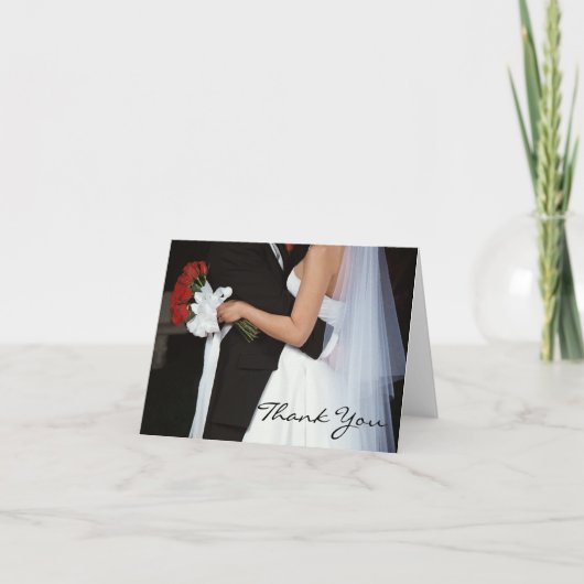Rote Rose Wedding Couple Vielen Dank Note Card Dankeskarte (Vorderseite)