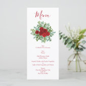 Rote Rose Wedding Elegant Classic Menükarte (Stehend Vorderseite)