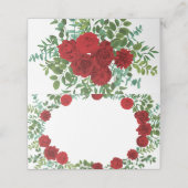 Rote Rose Wedding Elegant Classic Platzkarte (Außenseite Aufgefaltet)