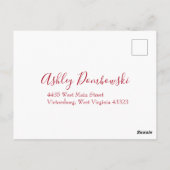 Rote Rose Wedding Elegant Classic Postkarte (Rückseite)