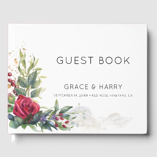 Rote Rose Wedding Guest Book Gästebuch (Vorderseite)