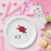 Rote Rose Wedding Initials Paper Teller (Party)