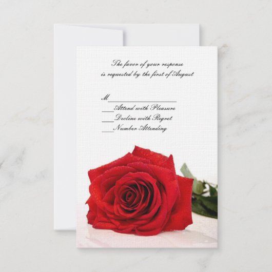 Rote Rose Wedding RSVP Card Karte (Vorderseite)