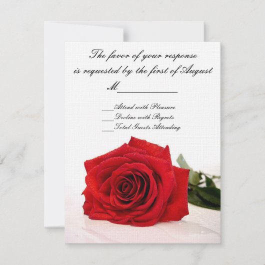 Rote Rose Wedding RSVP Card Karte (Vorderseite)
