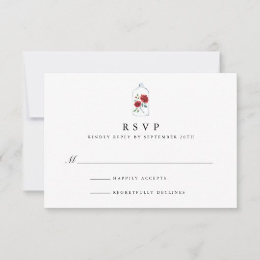 Rote Rose Wedding RSVP Cards (Vorderseite)