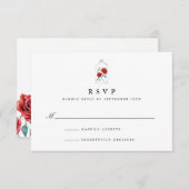 Rote Rose Wedding RSVP Cards (Vorne/Hinten)