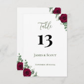 Rote Rose Wedding Tischnummer (Vorne/Hinten)