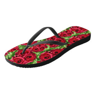 Rote Rose Weg Blume Garland Badesandalen