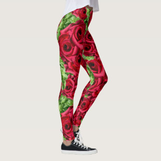 Rote Rose Weg Blume Garland Leggings