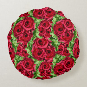 Rote Rose Weg Blume Garland Rundes Kissen
