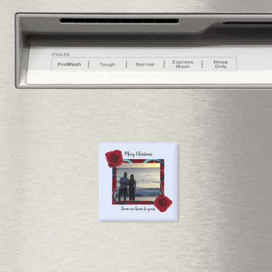 Rote Rose Weihnachts Foto Magnet (In Situ (Geschirrspüler))