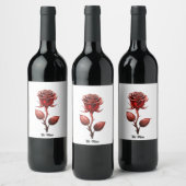 Rote Rose Weinetikett (Flaschen)